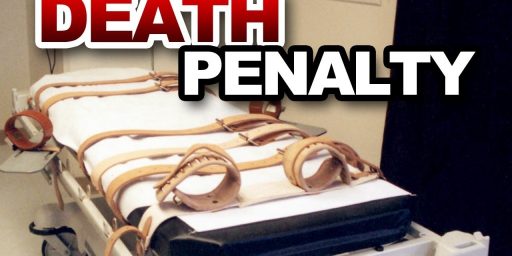 [Death penalty - image of a stretcher with shackles]