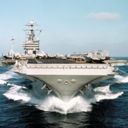 Navy aircraft carrier with jets