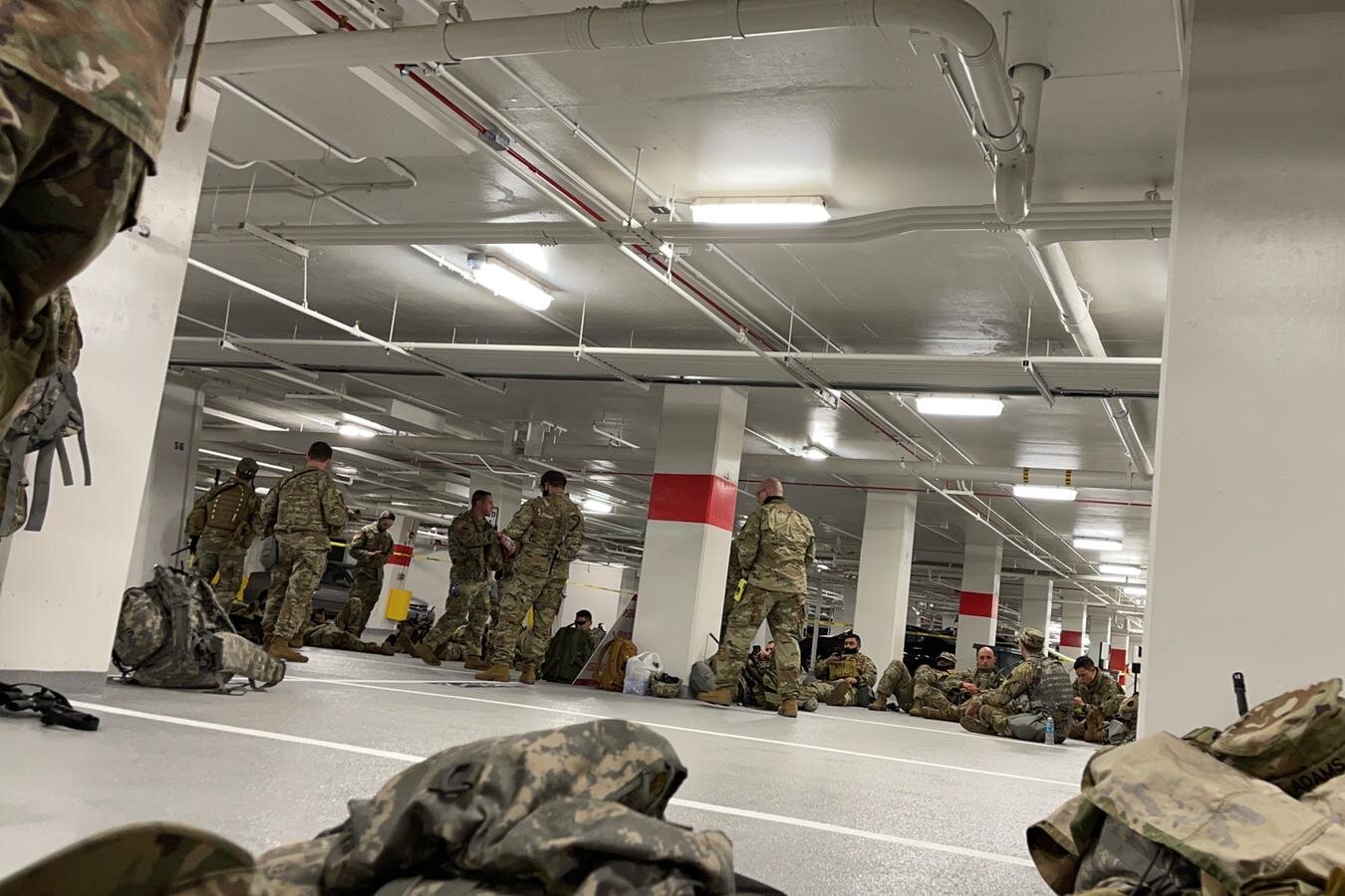 National Guard Sleeping in a Garage!