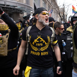 WASHINGTON,DC-DEC12: Proud Boys during a rally for Donald Trump in Washington, DC, December 12, 2020.