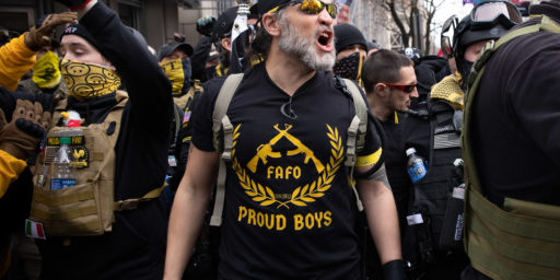 WASHINGTON,DC-DEC12: Proud Boys during a rally for Donald Trump in Washington, DC, December 12, 2020.