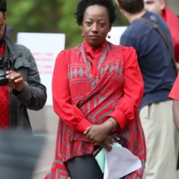 Pamela Moses [Center] attending a May Day Gathering, May 1st 2019. Credit: Joe Rondone/The Commerical Appeal