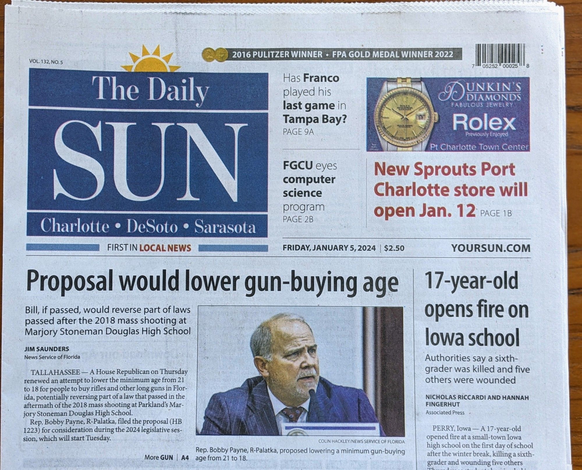 Headline juxtaposition of the day