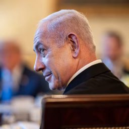 President Donald Trump hosts a bilateral dinner for Israeli Prime Minister Benjamin Netanyahu, Monday, July 7, 2025, in the Blue Room.