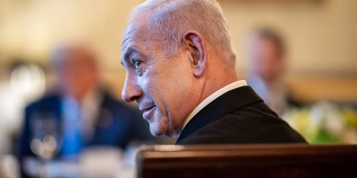 President Donald Trump hosts a bilateral dinner for Israeli Prime Minister Benjamin Netanyahu, Monday, July 7, 2025, in the Blue Room.