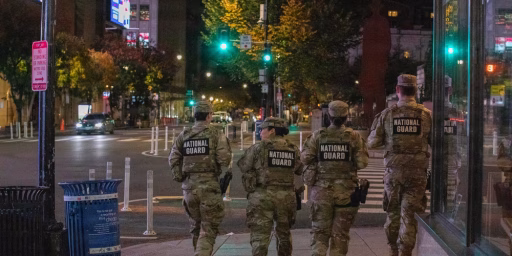 U.S. Army Soldiers with the 128th Military Police Company, Alabama National Guard, begin their patrol in Washington, D.C., Oct. 24, 2025. The D.C. Safe and Beautiful mission brings together National Guard Soldiers and law enforcement partners to enhance public safety and strengthen community trust across the District.