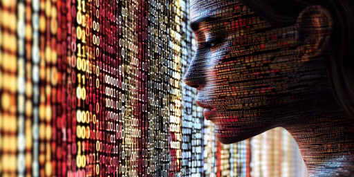 network , woman , smart , technology , programming , colors , face , digital , future , data , communication , reflection , machine , modern , system , cyber world , design , face , pattern , virtual , IT , pattern , future , cyber , binary , tech , machine , data , science , information , reflection , code , innovation , streamthought , simulation , woman , profile , futuristic , matrix , AI , surface , technology , artificial , progress , data flow , science fiction , thought process , vision , intelligence , colors , programming , futuristic , numbers , thinking , virtual , intelligence , artificial , profile , binary , digits , algorithm , cyberworld , data stream , neural ​ ​ones , zeros , code line , code face , 0101 , matrix code , digital face