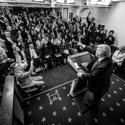President Donald Trump addresses members of the media in the James S. Brady Press Briefing Room, Tuesday, January 20, 2026.