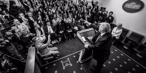President Donald Trump addresses members of the media in the James S. Brady Press Briefing Room, Tuesday, January 20, 2026.