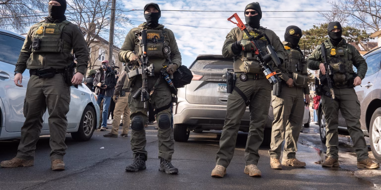 Federal agents ram a man's vehicle and demand identification at Park Avenue and 35th Street in Minneapolis on January 12, 2026. The Latino man says he was let go once they realized he was a US citizen. While doing so, a crowd as well as more officers continued to arrive before releasing tear gas and pepper spraying members of the media and their cameras.