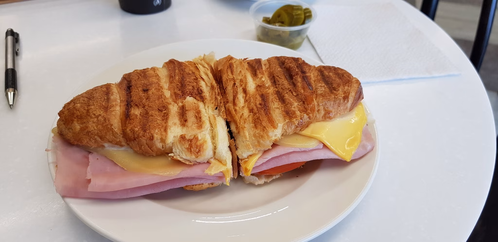 photo of sandwich, jam, tomatoes, lunch, food, healthy food, croissant, healthy, cheese, grilled, dish, cuisine, ingredient, baked goods, breakfast, produce, ham and cheese sandwich, staple food, breakfast sandwich, finger food, brunch, junk food, fast food, appetizer, meal, meat, american food, ham, greek food